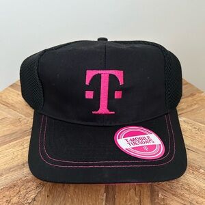 T-mobile Black Trucker Hat with Pink T Logo